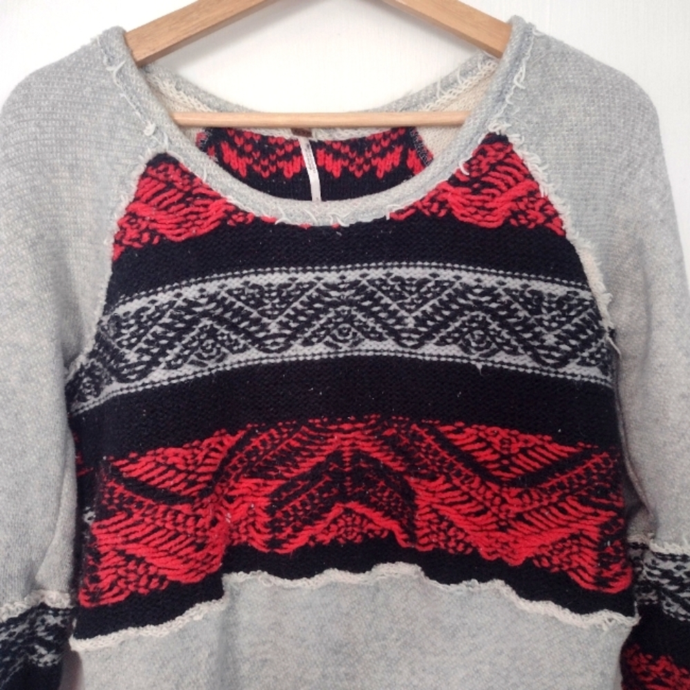 Free People Snow Angel Pullover Boho Aztec Sweater - Picture 5 of 16